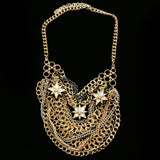 Luxury Crystal Star Necklace Gold & Black NWOT