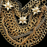Luxury Crystal Star Necklace Gold & Black NWOT