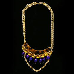 Luxury Crystal Necklace Gold/Purple NWOT