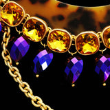 Luxury Crystal Necklace Gold/Purple NWOT