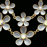 Luxury Flowers Necklace Gold/Blue NWOT