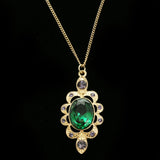 Luxury Crystal Necklace Gold/Green NWOT