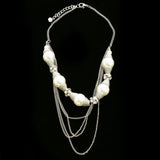 Luxury Crystal Pearl Necklace Silver & White NWOT
