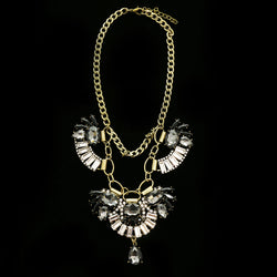 Luxury Crystal Antiqued Necklace Gold & Black NWOT