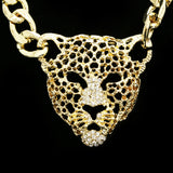Luxury Crystal Cheetah Face Choker-Necklace Gold NWOT