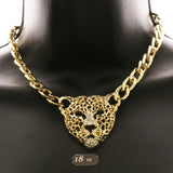 Luxury Crystal Cheetah Face Choker-Necklace Gold NWOT