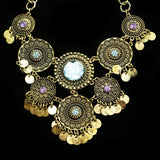 Luxury Faceted Antiqued Necklace Gold & Blue NWOT