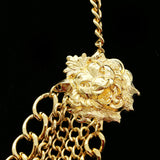 Luxury Lions Face Necklace Gold NWOT