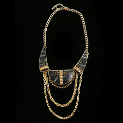 Luxury Semi-Precious Crystal Necklace Gold & Black NWOT