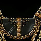 Luxury Semi-Precious Crystal Necklace Gold & Black NWOT