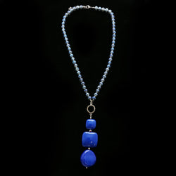 Luxury Crystal Y-Necklace Silver/Blue NWOT