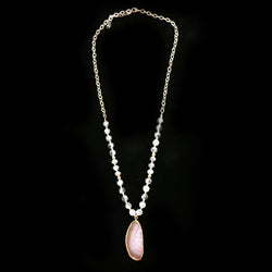 Luxury Stone Accent Necklace Gold/Pink NWOT