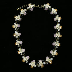Luxury Crystal Flower Necklace Gold & Purple NWOT