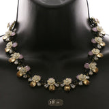 Luxury Crystal Flower Necklace Gold & Purple NWOT