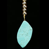 Luxury Semi-Precious Stone Y-Necklace Gold/Blue NWOT