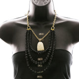 Luxury Semi-Precious Stone Necklace Gold/Black NWOT