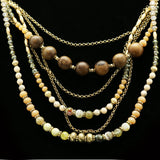 Luxury Wooden Beads Necklace Gold/Brown NWOT