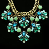 Luxury Crystal Necklace Gold/Green NWOT