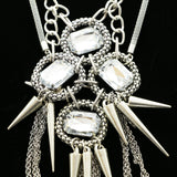 Luxury Crystal Spikes Necklace Silver NWOT