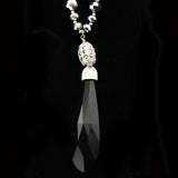 Luxury Crystal Y-Necklace Silver/Black NWOT