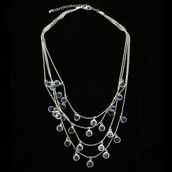 Luxury Faceted Necklace Silver/Blue NWOT