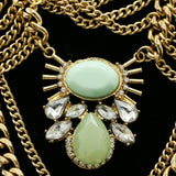 Luxury Crystal Necklace Gold/Green NWOT