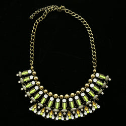 Luxury Crystal Antiqued Necklace Gold & Green NWOT