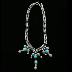 Luxury Semi-Precious Stone Crystal Necklace Silver & Blue NWOT