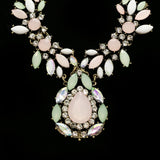 Luxury Crystal Antiqued Necklace Gold & Pink NWOT