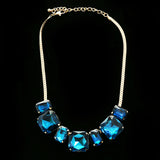 Luxury Crystal Necklace Gold/Blue NWOT