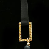 Luxury Leather Strap  Beads Necklace Gold & Black NWOT