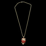 Luxury Owl Crystal Necklace Gold & Red NWOT