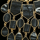 Luxury Semi-Precious Stone Necklace Gold/Black NWOT