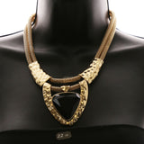 Luxury Hammered Finish Faceted Necklace Gold & Black NWOT