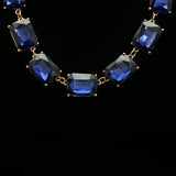 Luxury Crystal Necklace Gold/Blue NWOT