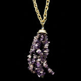 Luxury Semi-Precious Stone Crystal Y-Necklace Gold & Purple NWOT