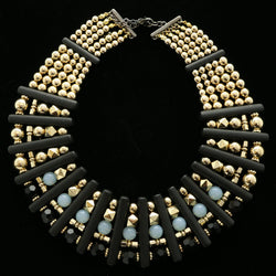 Luxury Beads Choker-Necklace Gold/Black NWOT