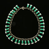 Luxury Crystal Necklace Gold/Green NWOT