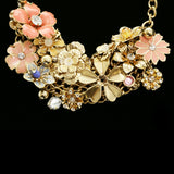 Luxury Crystal Flower Choker-Necklace Gold & Pink NWOT