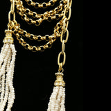 Luxury Beads Crystal Necklace Gold & White NWOT