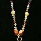 Luxury Wooden Beads Leather Necklace Gold & Brown NWOT