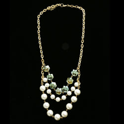 Luxury Faceted Pearl Necklace Gold & White NWOT