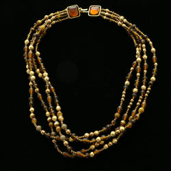 Luxury Beads Necklace Gold/Brown NWOT