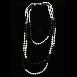 Luxury Crystal Pearl Necklace Silver & Black NWOT