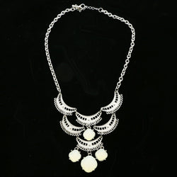 Luxury Faceted Necklace Silver/White NWOT