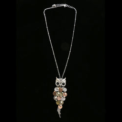 Luxury Crystal Owl Pendant-Necklace Silver & Black NWOT
