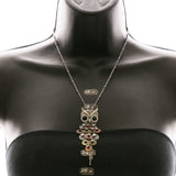 Luxury Crystal Owl Pendant-Necklace Silver & Black NWOT