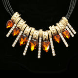 Luxury Crystal Necklace Gold/Orange NWOT