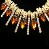 Luxury Crystal Necklace Gold/Orange NWOT