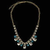 Luxury Crystal Necklace Gold/Blue NWOT